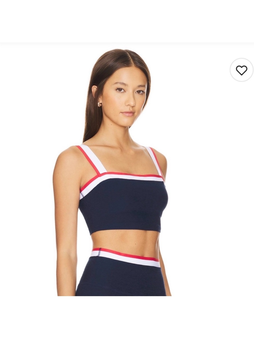 Beyond Yoga Navy "Sea You There" Bralette with Red and White Trim - Size L